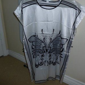 Silk Lounging Dress Black & White NWOT
